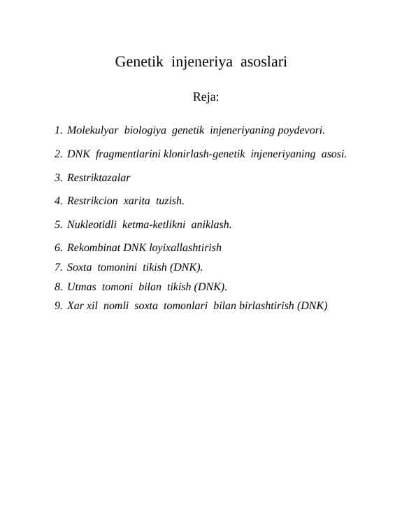 Genetik injeneriya asoslari