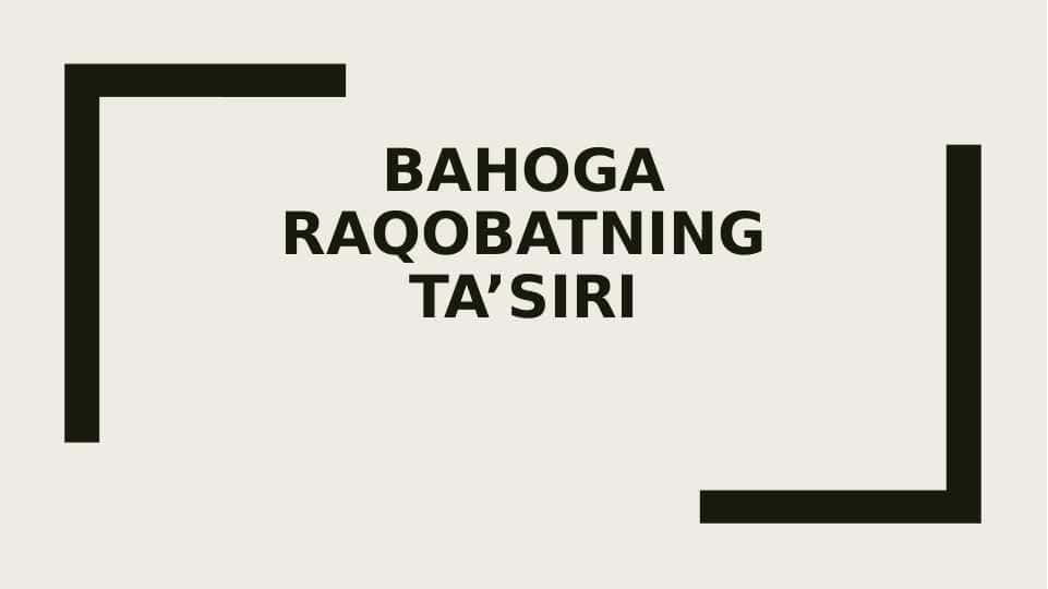Bahoga raqobatning ta’siri