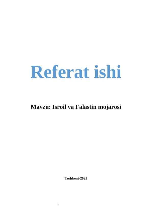 Isroil va Falastin mojarosi
