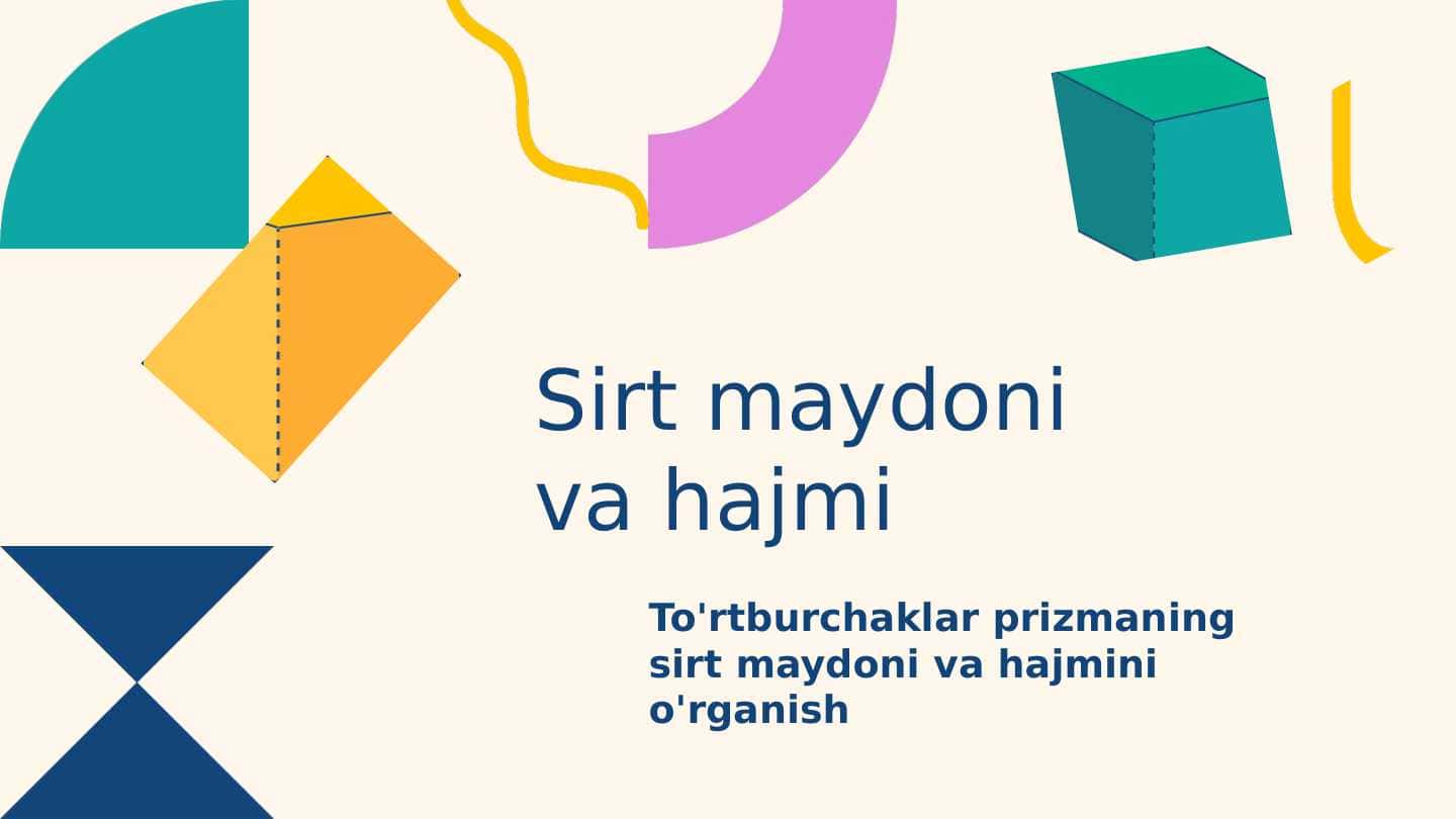 Sirt maydoni va hajmi