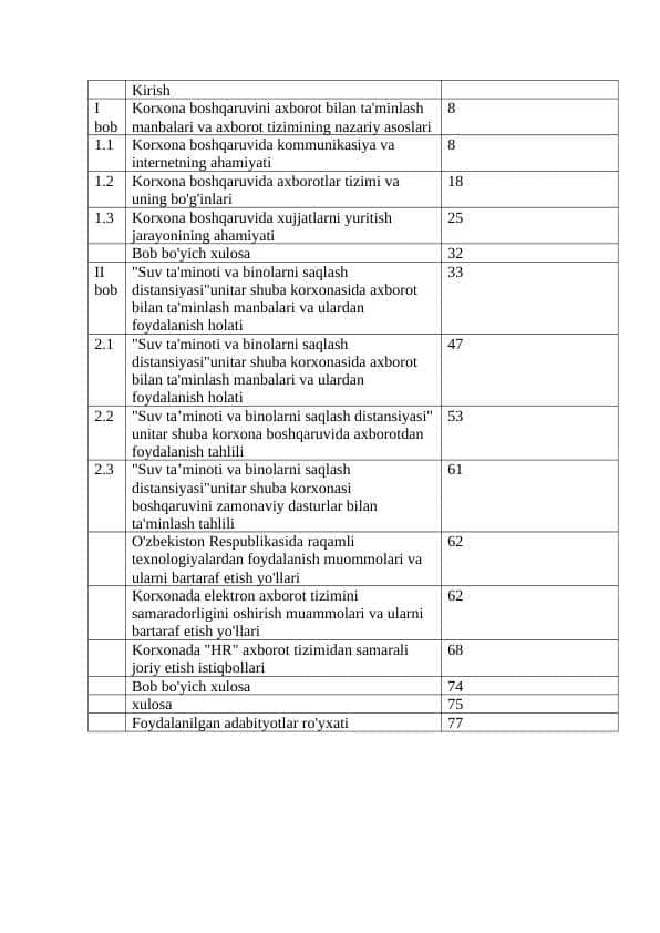 Korxona boshqaruvida axborotlar tizimini yo'lga qo'yish