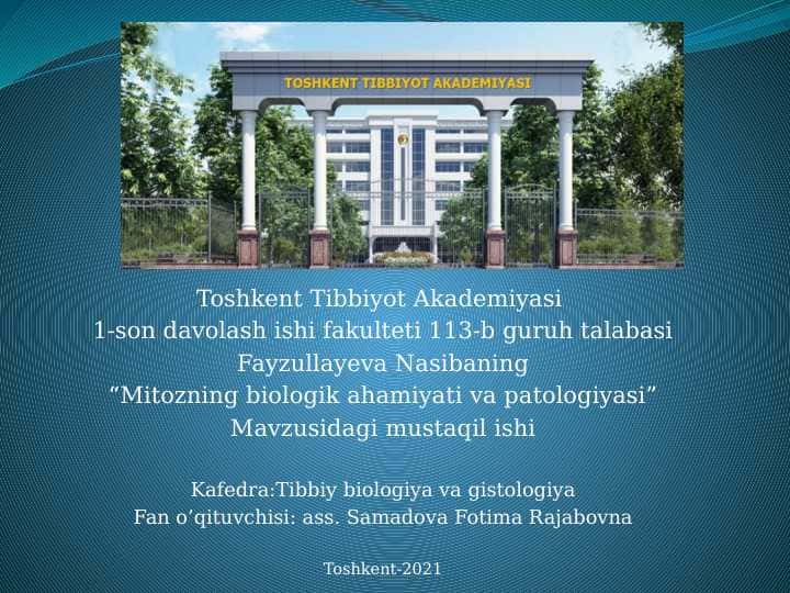 Mitozning biologik ahamiyati va patologiyasi