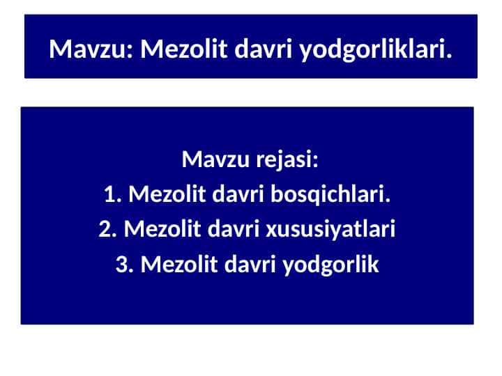 Mezolit davri yodgorliklari