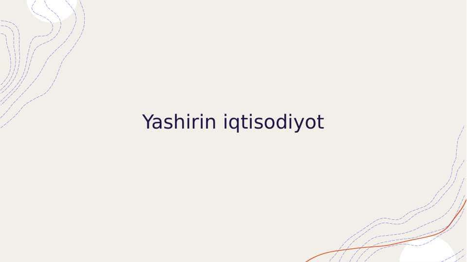 Yashirin (Xufyona) iqtisodiyot