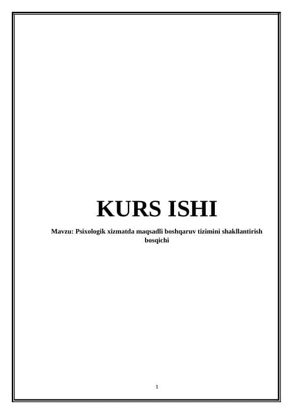 Psixologik xizmatda maqsadli boshqaruv tizimini shakllantirish bosqichi