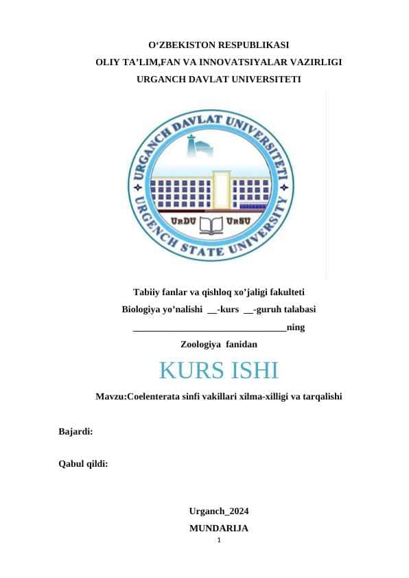 Coelenterata tipi sinflari va vakillarining xilma-xilligi va tarqalishi