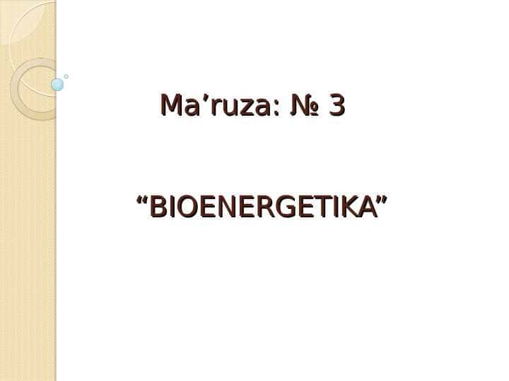 BIOENERGETIKA