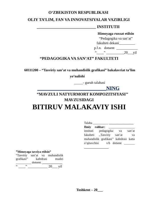 MAVZULI NATYURMORT KOMPOZITSIYASI