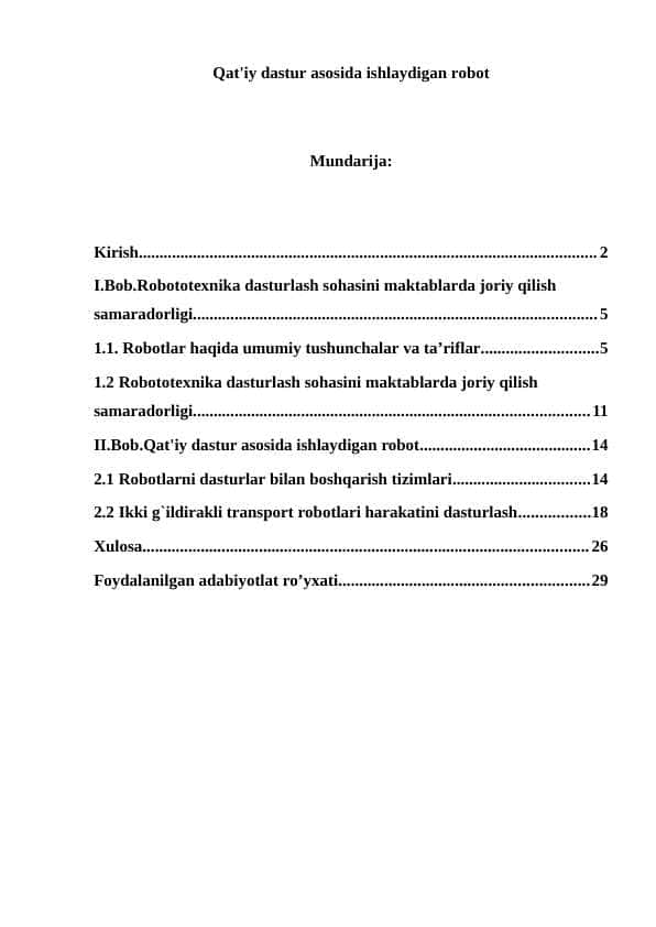 Qat'iy dastur asosida ishlaydigan robot