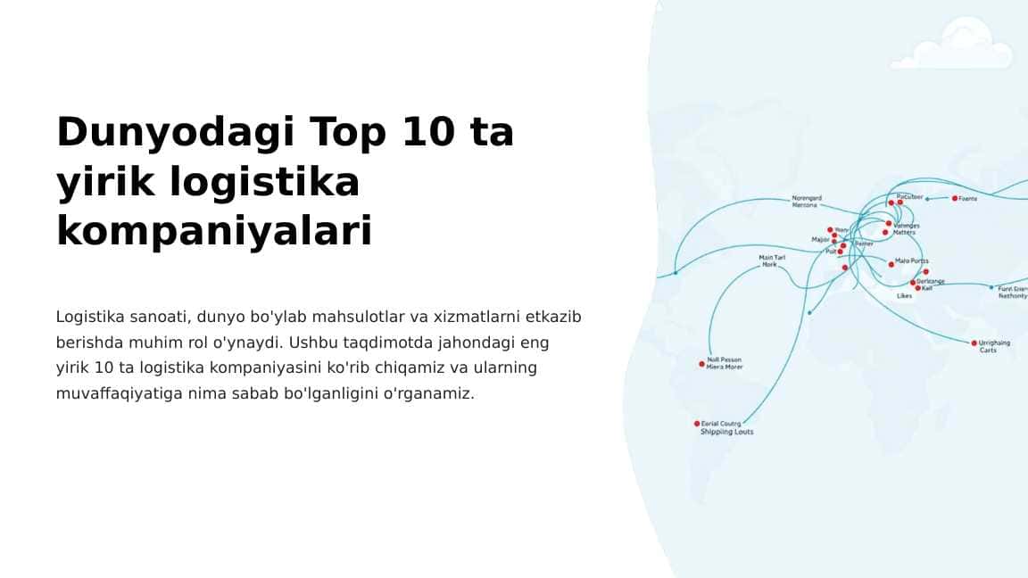 Dunyodagi Top 10 ta yirik logistika kompaniyalari
