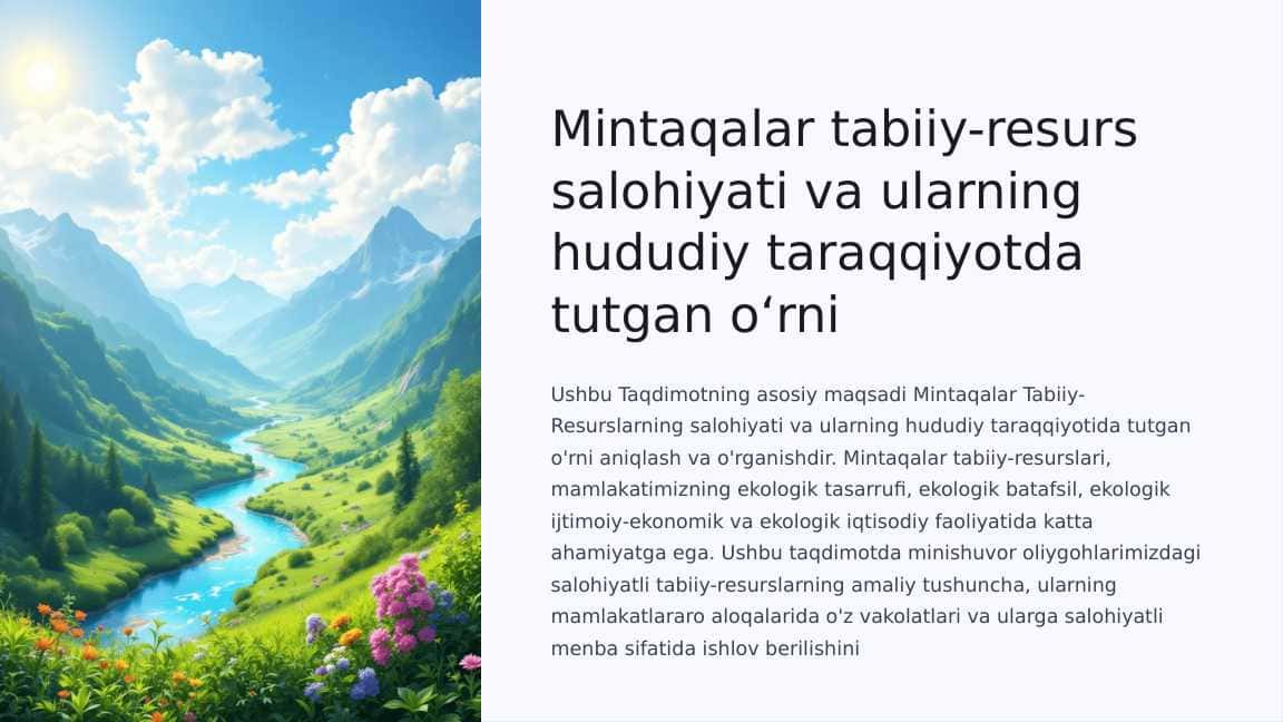 Mintaqalar tabiiy-resurs salohiyati va ularning hududiy taraqqiyotda tutgan o‘rni 2