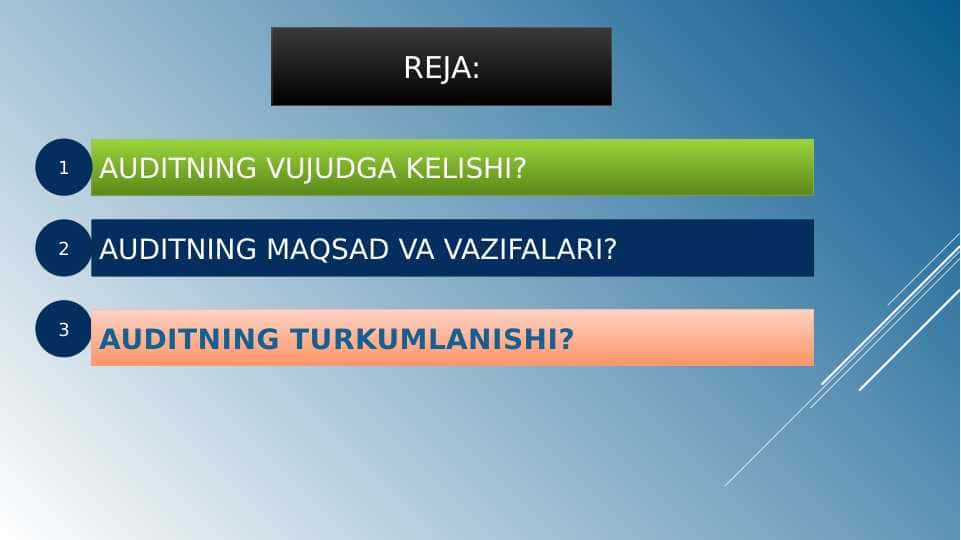 AUDITNING VUJUDGA KELISHI