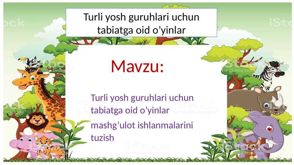 Turli yosh guruhlari uchun tabiatga oid o’yinlar