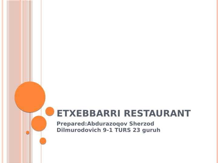 Etxebbarri Restaurant inglizcha slayd