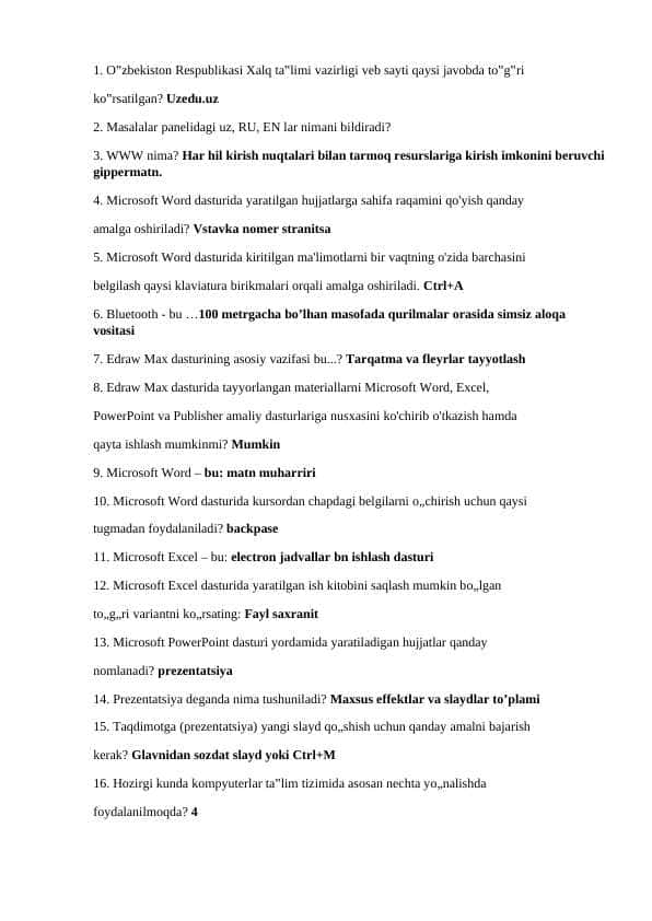 Akt savollar javoblari bilan