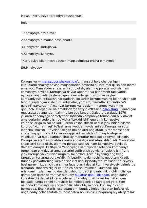 Korrupsiya-taraqqiyot kushandasi