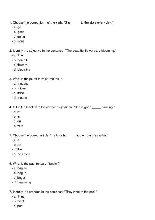 English test beginner