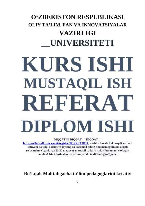 Bo‘lajak Maktabgacha ta’lim pedagoglarini kreativ qobilyatini rivojlantirish