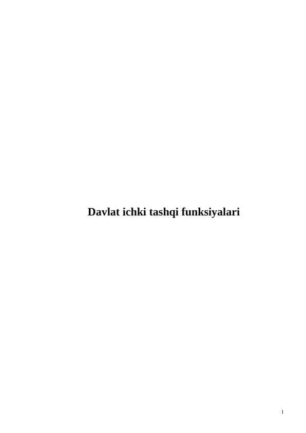 Davlat ichki tashqi funksiyalari