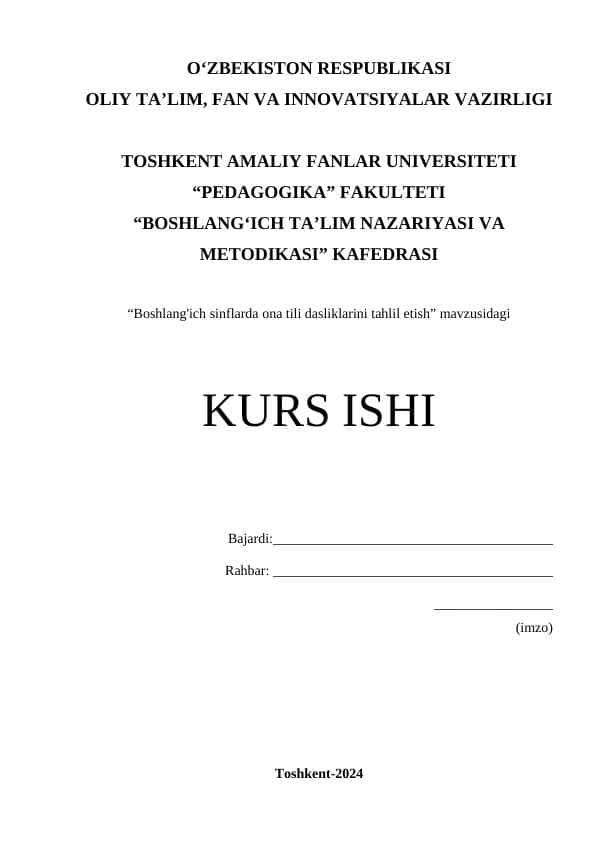 Boshlang'ich sinflarda ona tili darsliklarining tahlili