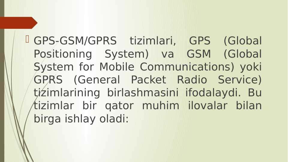 GPS-GSM/GPRS tizimlari
