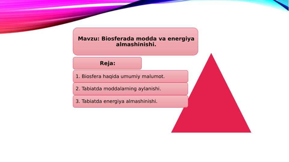 Biosferada modda va energiya almashinishi