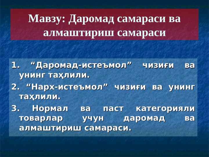 Даромад самараси ва алмаштириш самараси