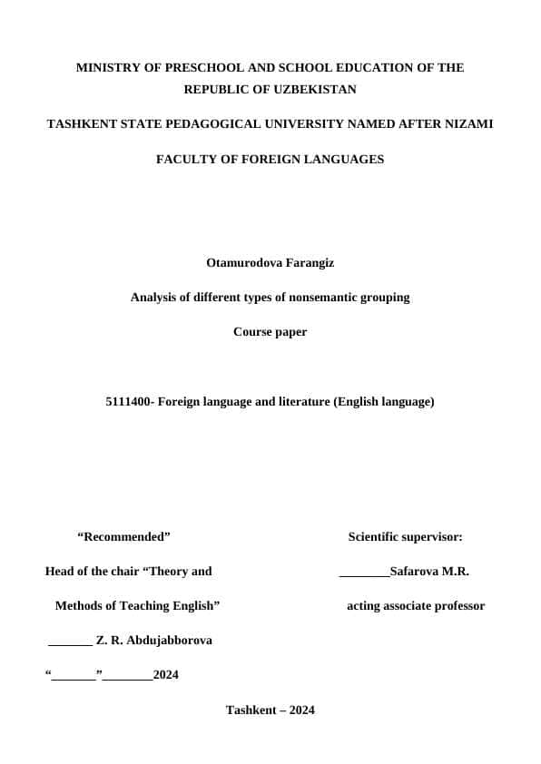 Analysis of different types of nonsemantic grouping