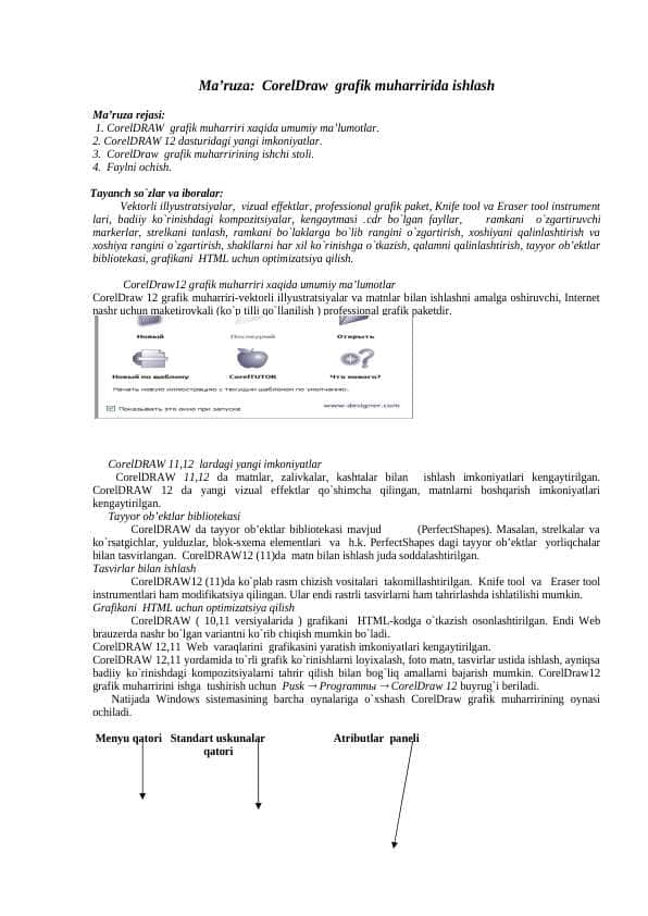 CorelDraw grafik muharririda ishlash