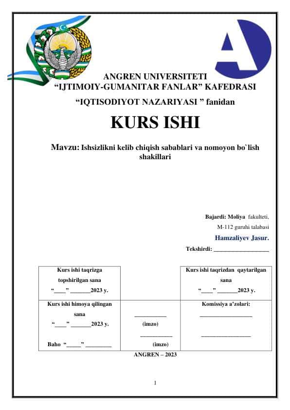 Ishsizlikni kelib chiqish sabablari va nomoyon bo`lish