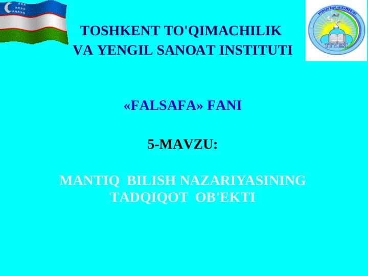 MАNTIQ BILISH NАZАRIYASINING TАDQIQОT ОB'ЕKTI