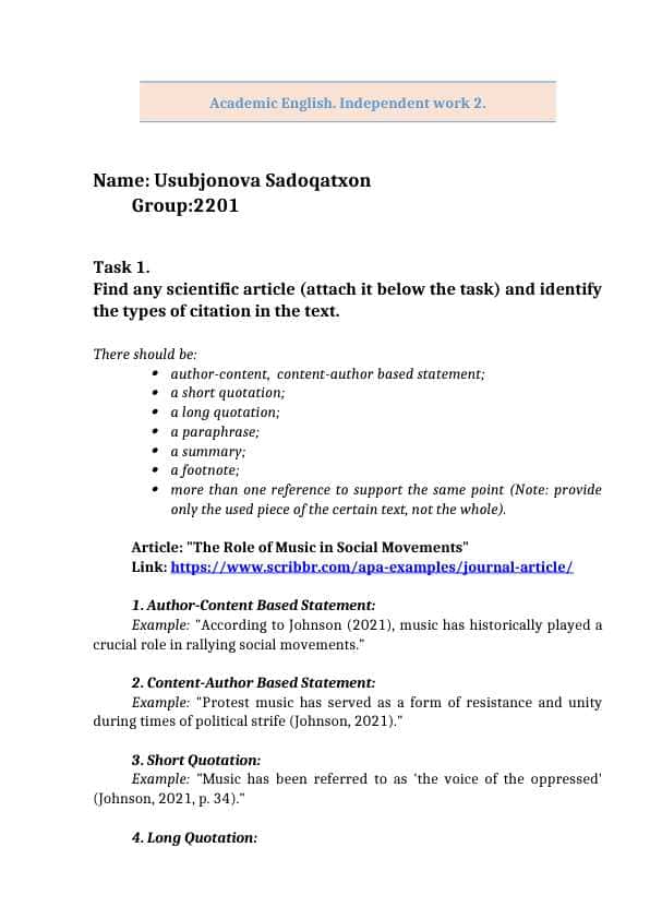 academic english independent work 2 / akademik chet tili mustaqil ish 2