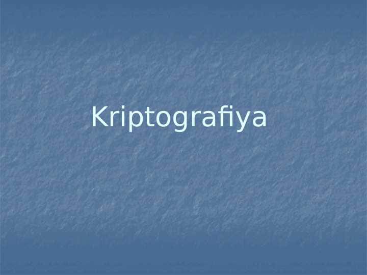 Kriptografiya