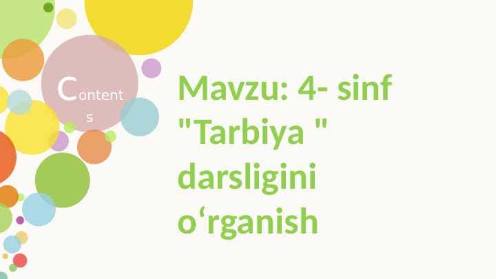 4- sinf Tarbiya darsligini o‘rganish