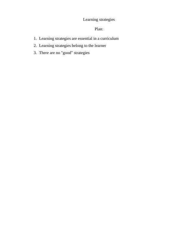 Learning strategies.