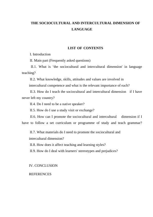 THE SOCIOCULTURAL AND INTERCULTURAL DIMENSION OF LANGUAGE