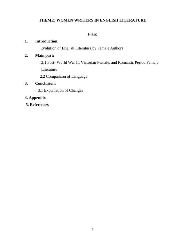 WOMEN WRITERS IN ENGLISH LITERATURE