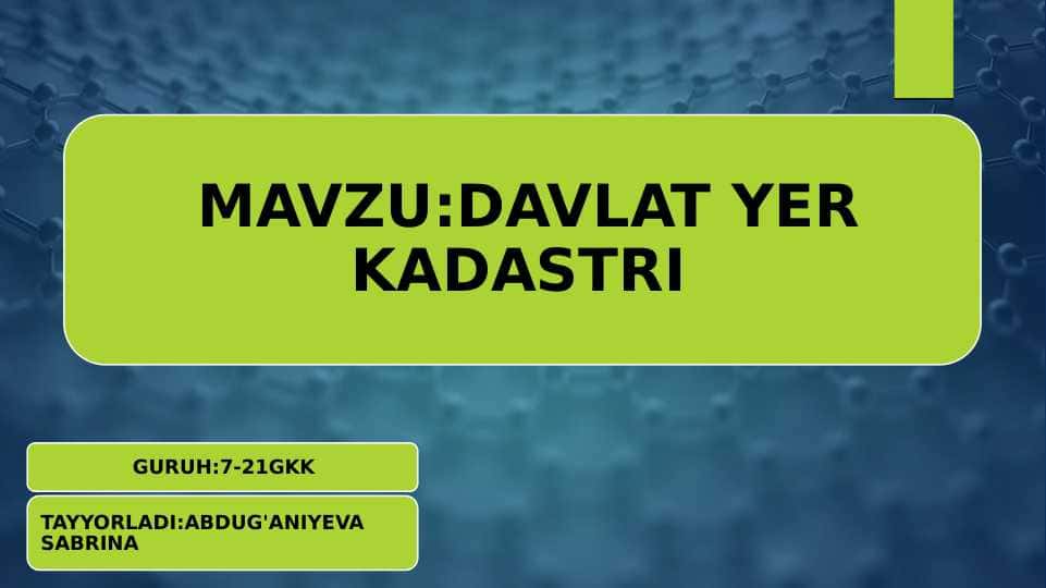 DAVLAT YER KADASTRI