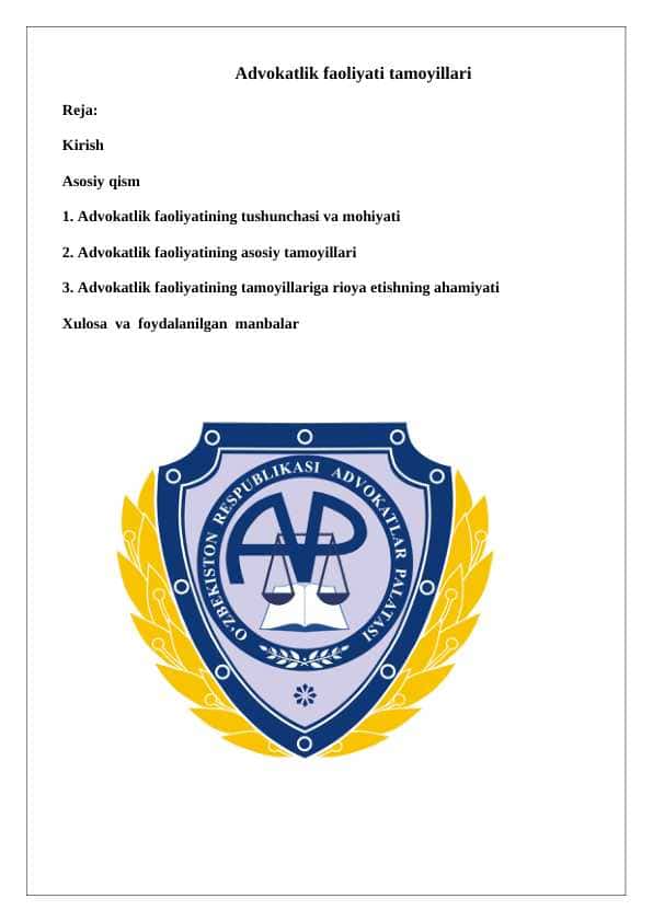 Advokatlik faoliyati tamoyillari