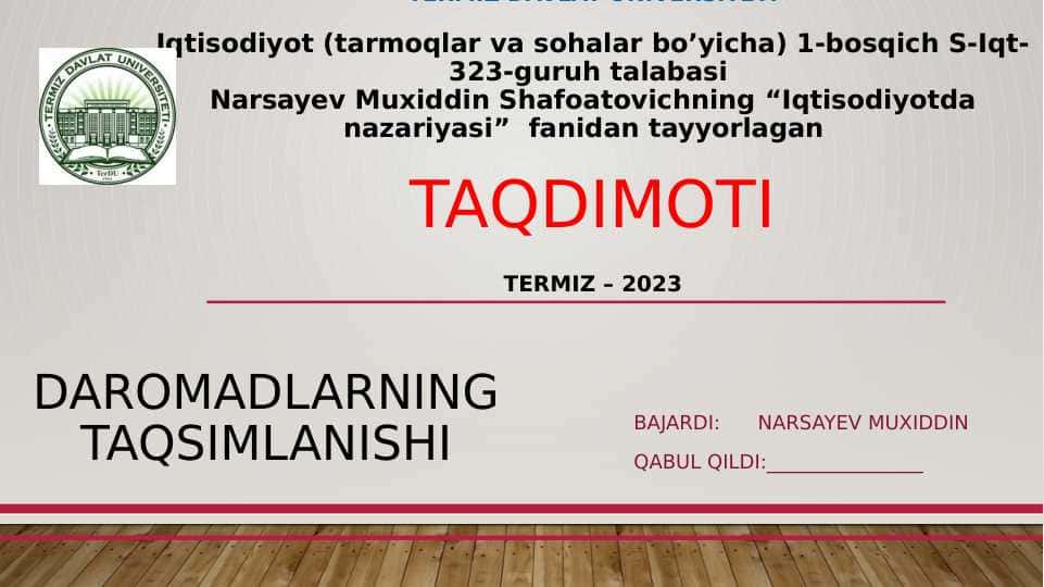 Daromadlarning taqsimlanishi