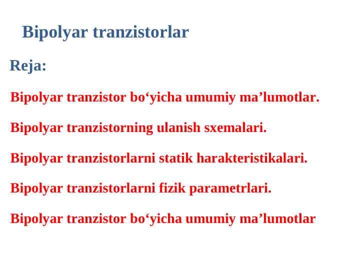 Bipolyar tranzistorlar