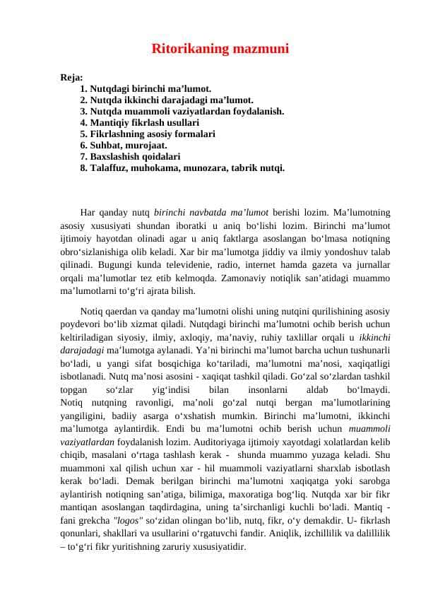 Ritorikaning mazmuni