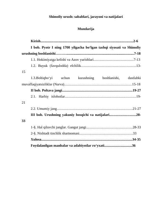Shimoliy urush. sabablari, jarayoni va natijalari