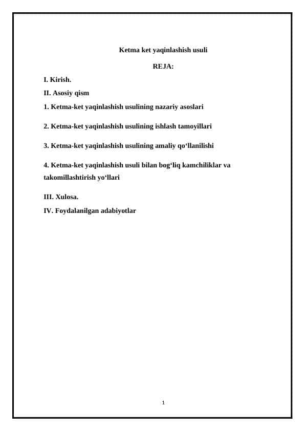 Ketma ket yaqinlashish usuli