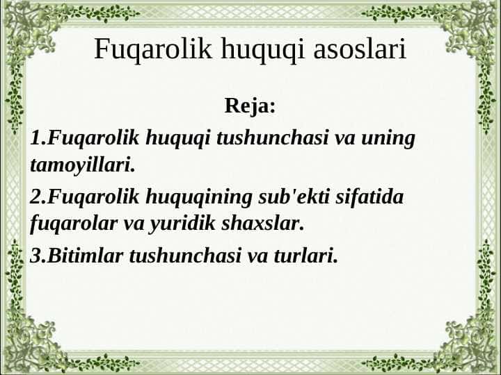 Fuqarolik huquqi asoslari