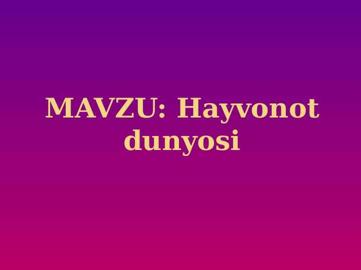 Hayvonot dunyosi