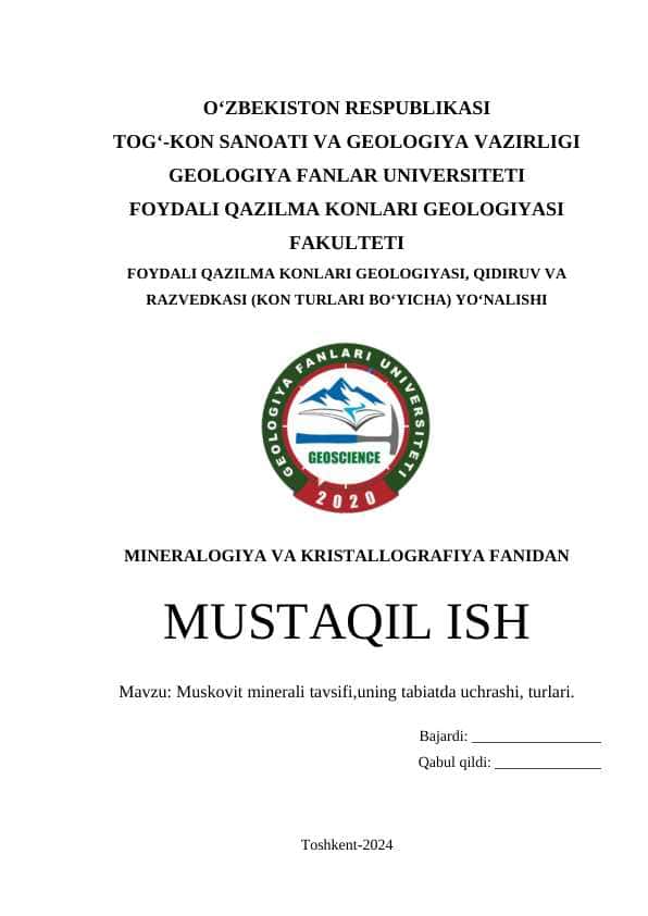 Muskovit minerali tavsifi,uning tabiatda uchrashi, turlari