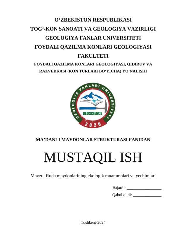 Ruda maydonlarining ekologik muammolari va yechimlari