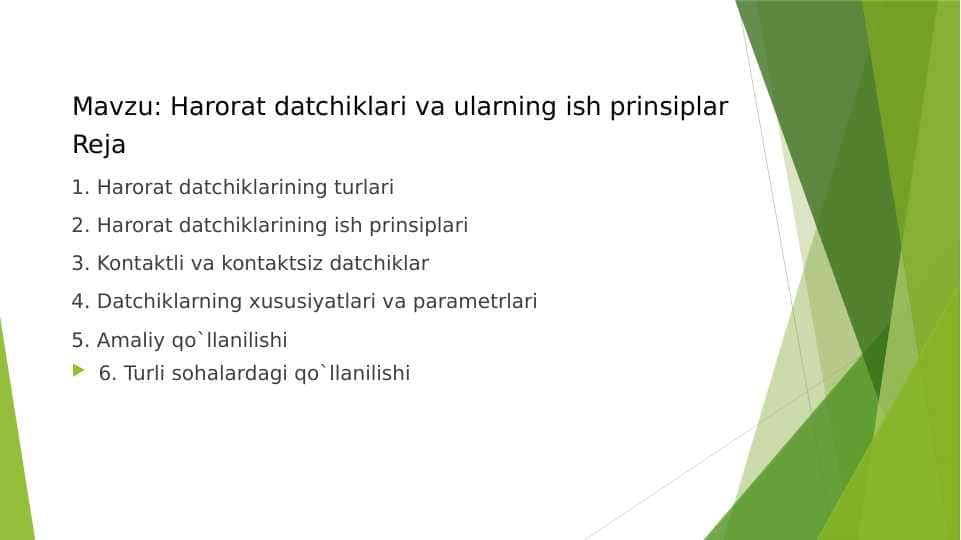 Harorat datchiklari va ularning ish prinsiplar