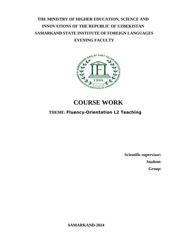 Fluency-Orientation L2 Teaching
